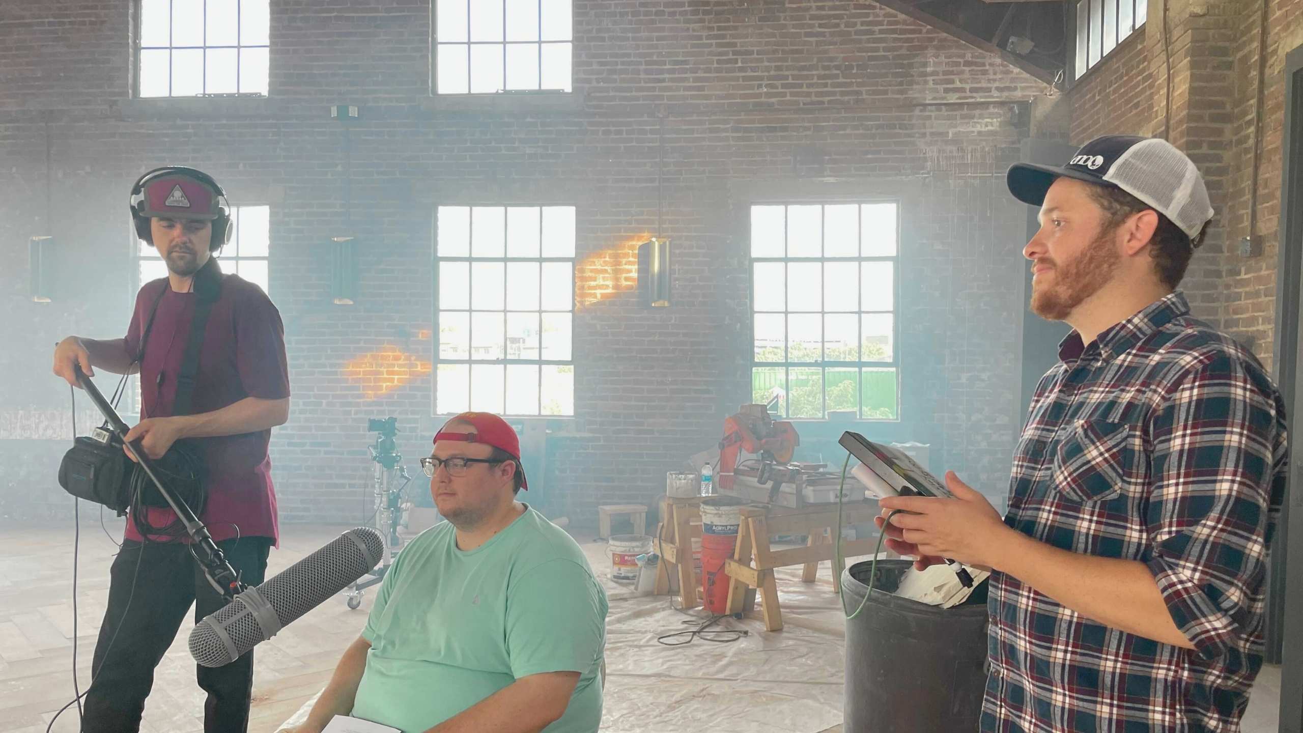 Mike, James and Will together on set